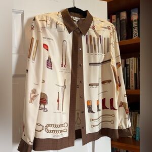 Worth Brown and Cream Equestrian Silk Shirt